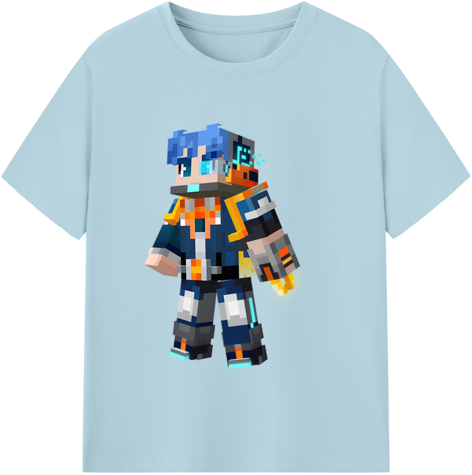 （画像用） マインクラフト ブロックの世界 Minecraft MC Block world 綿100％半袖Tシャツ（フロントプリント）